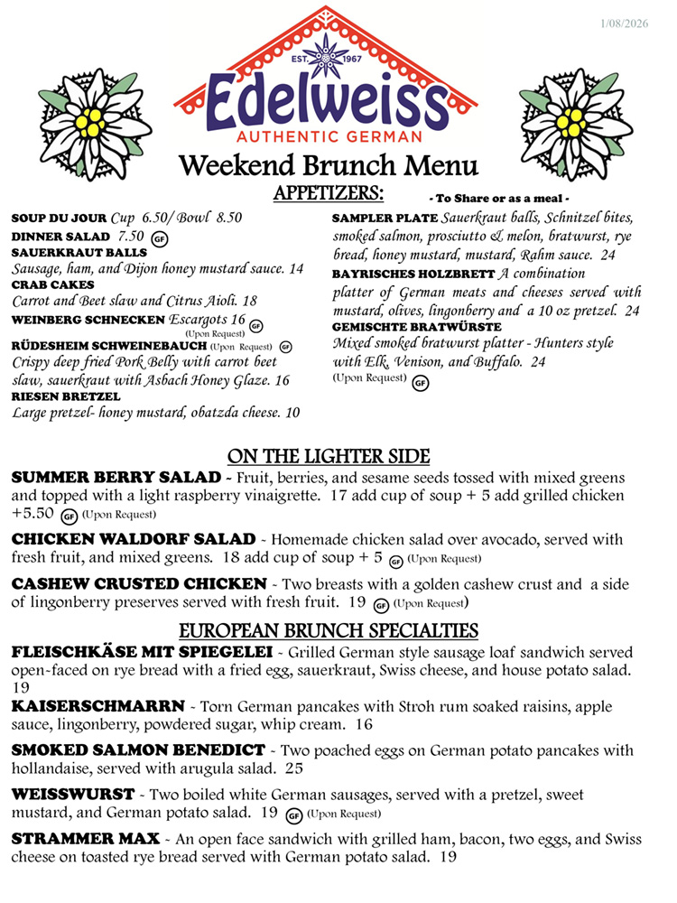 Weekend Brunch Menu 2026 January-1